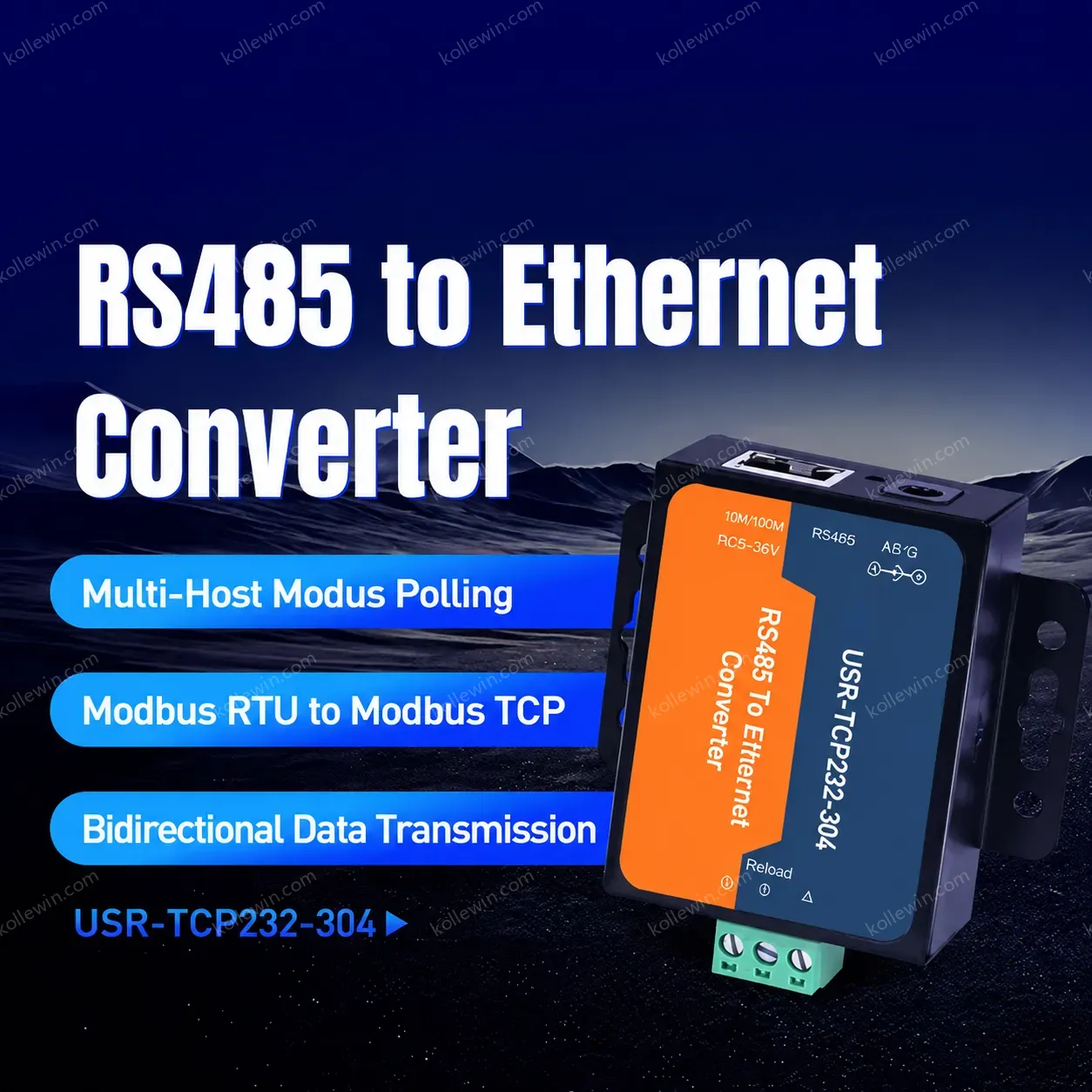 USR-TCP232-304 Serial Device Server Modbus RTU to TCP Gateway RS485 to Ethernet Converters CE/FCC/RoHS Certified 2-Year Warranty