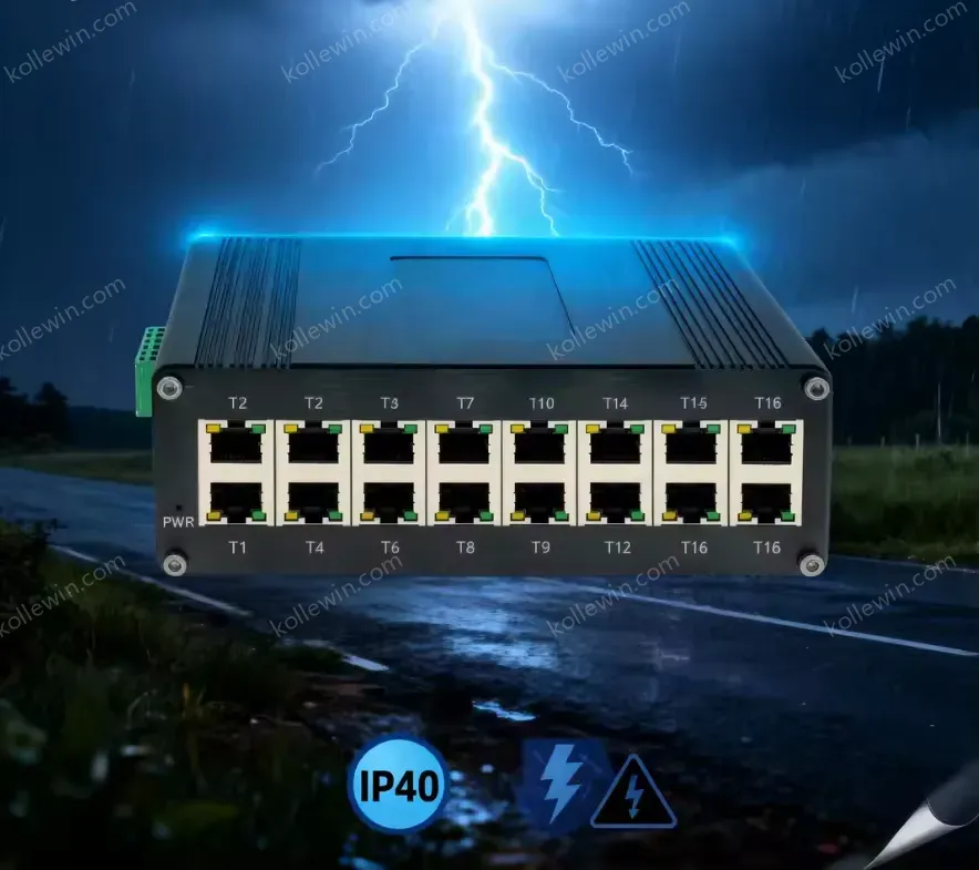 E-link LNK-IMC016G Industrial 16-Port 40Gbps Gigabit Ports RJ45 DIN-Rail Mount Aluminum Alloy Harsh Environment Housing Stock