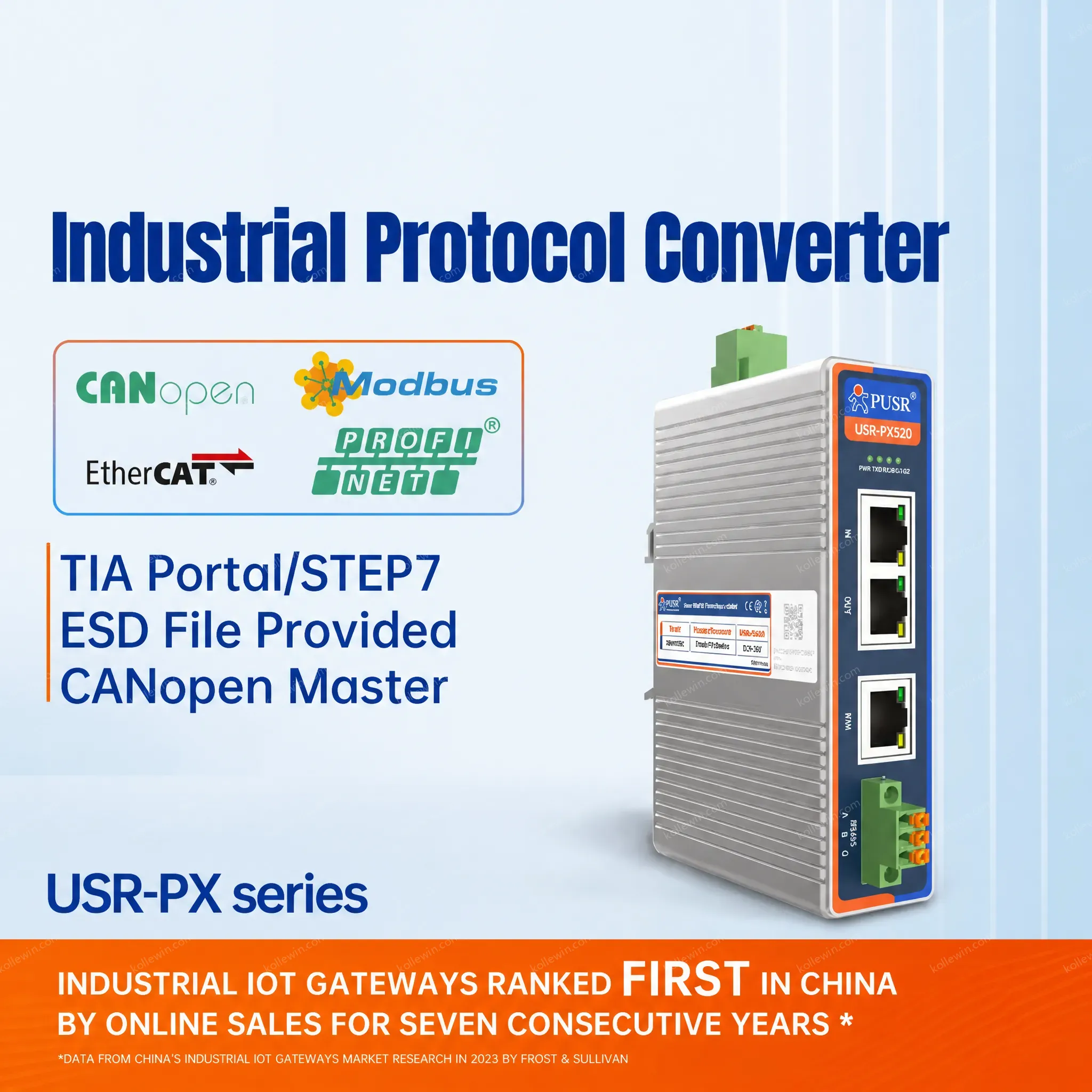 PUSR Industrial Fieldbus Protocol Converter EtherCAT/profinet/CANopen to Modbus RTU/TCP No Coding Automation Applications USR-PX