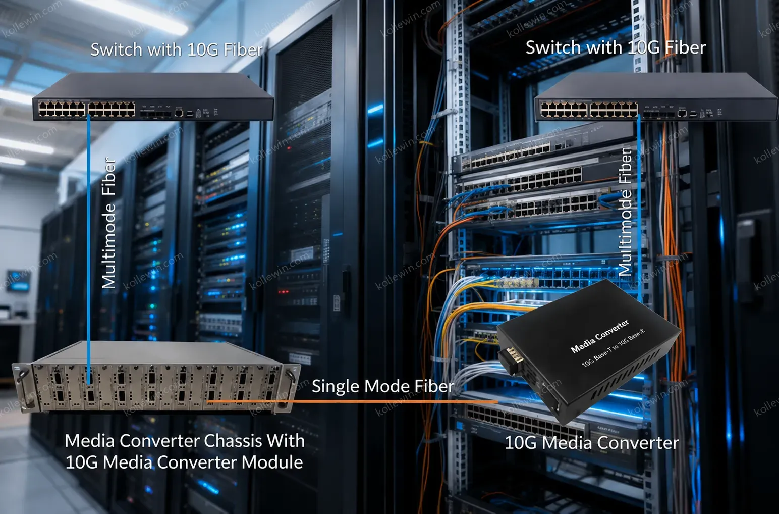 10G Base-T to 10G Base-R Ethernet Media Converter for High-Speed Copper to Fiber Network Conversion