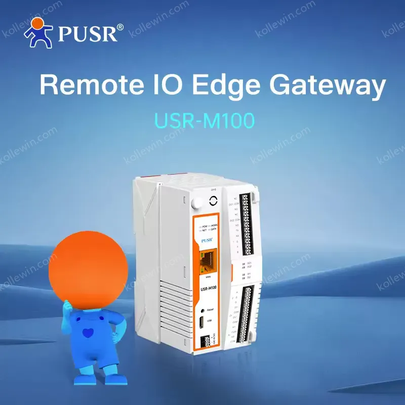PUSR M100-ETH IoT IO Edge Gateway RS485 RS232 Ethernet Ports MQTT Protocol with Edge Computing Modbus 2 AI Low Cost