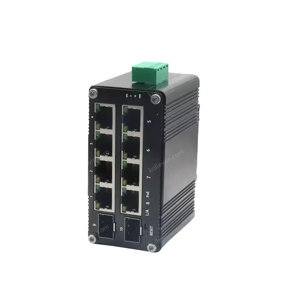 Mini Industrial Managed 8-Port 10/100/1000T 802.3at PoE + 2-Port 100/1000X SFP Ethernet Switch