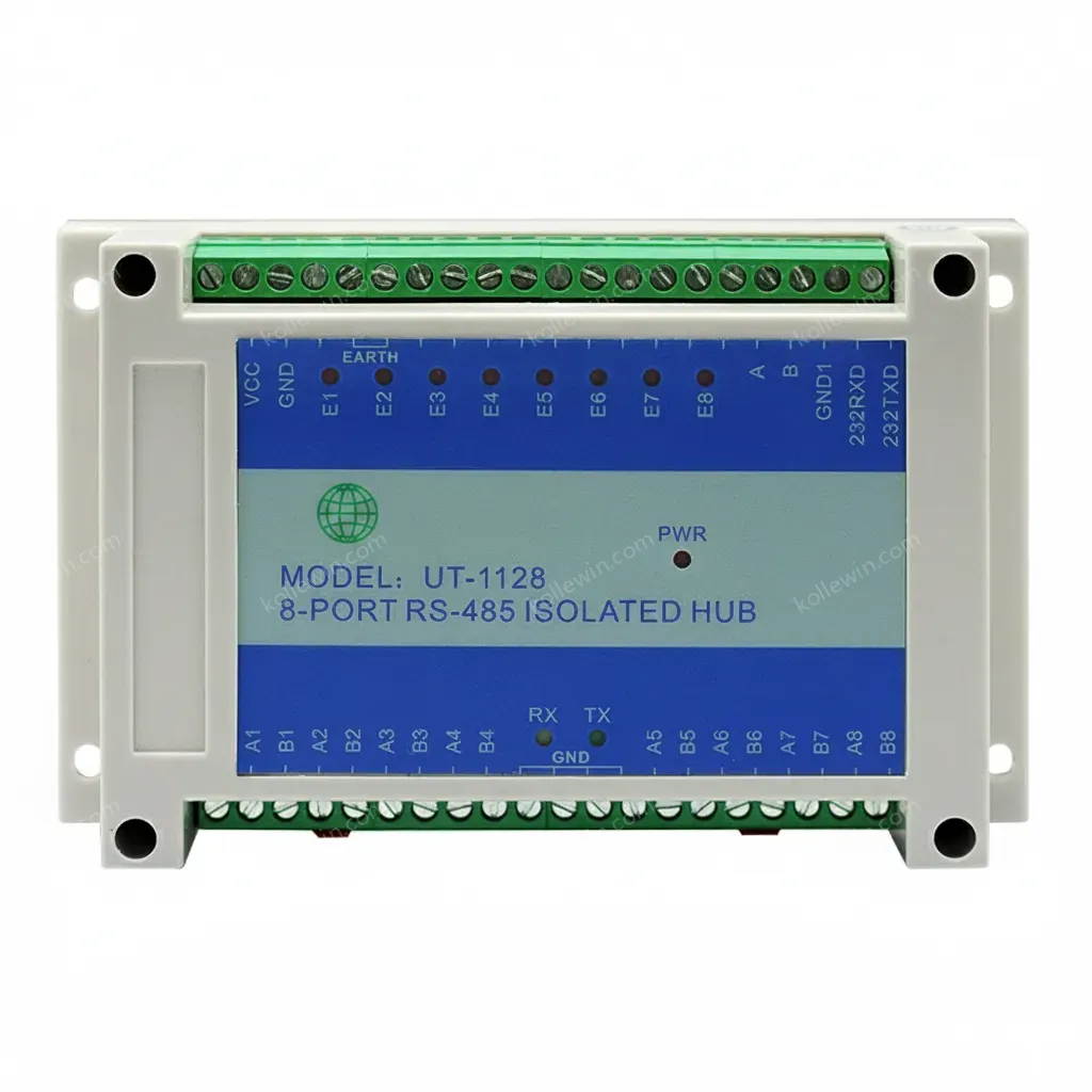 UOTEK Industrial RS232 RS-232 RS-485 to 8 Ports RS485 Serial HUB RS485 Optoelectronic Isolation ESD Anti Surge Adapter UT-1128