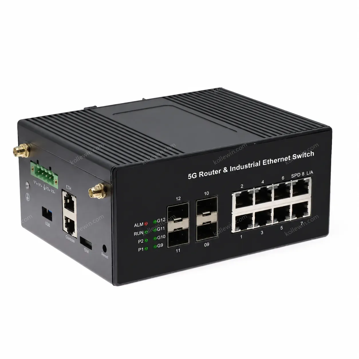 Industrial Ethernet Switch With 5G Router 8 X 10/100/1000M Gigabit RJ45 to 4 X 1.25G SFP and 1 X 5G Uplink