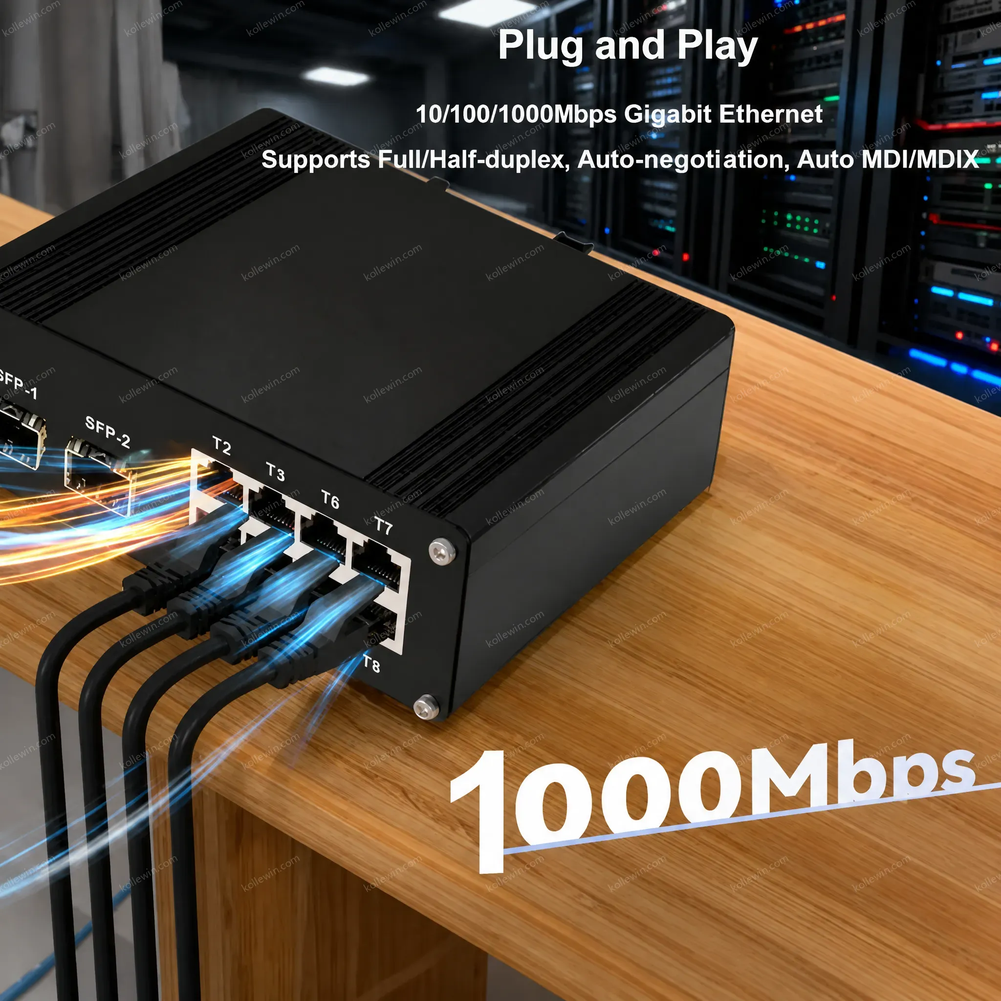 Industrial E-link LNK-IMC208-SFP 10Gbps 10/100/1000Mbps Fast Ethernet Switch 2 Fiber Ports 8 Copper Ports Full-Duplex for