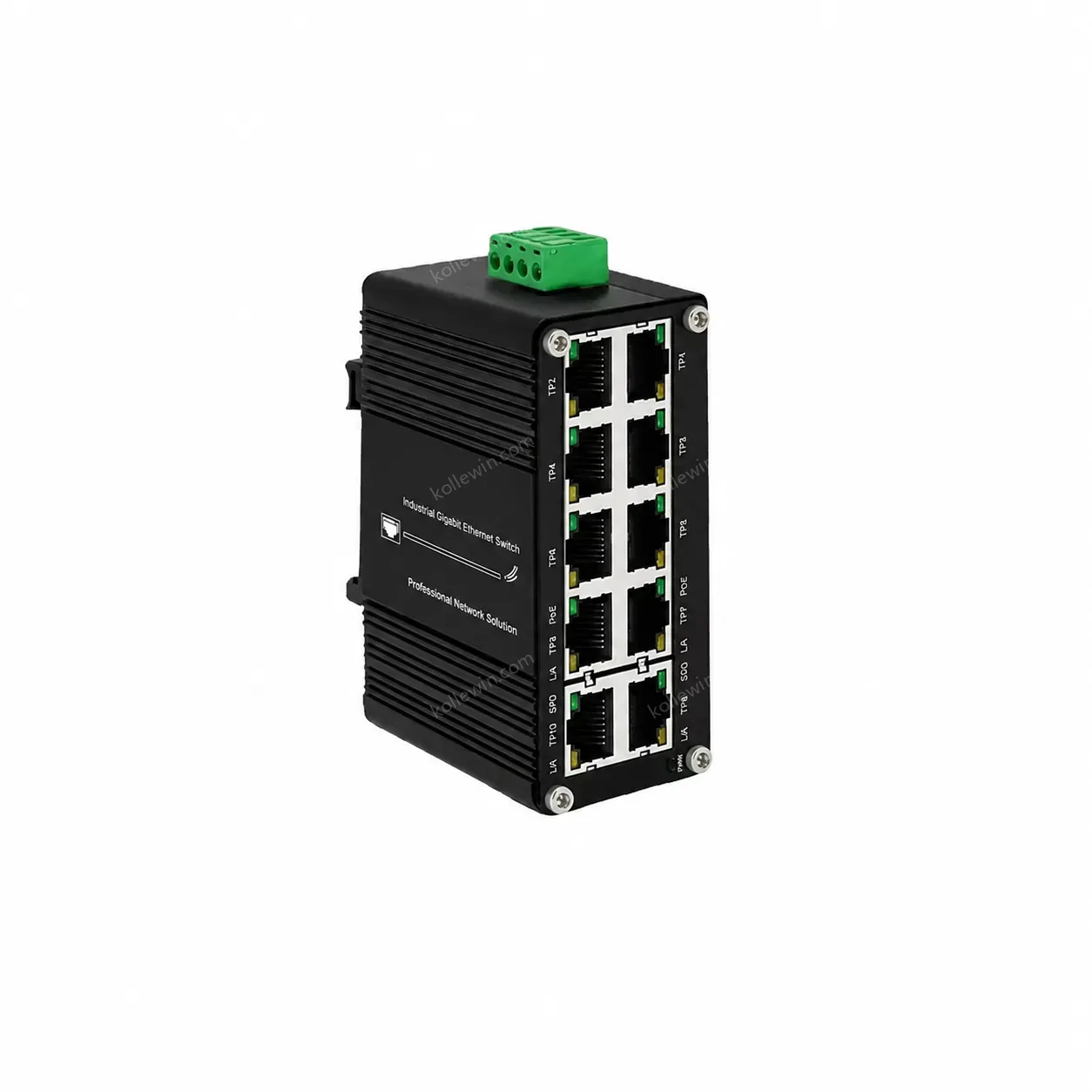 Industrial 10 Port Gigabit PoE Switch 8 PoE+ Ports IEEE 802.3at 240W Total Budget Wide Voltage 12-48VDC