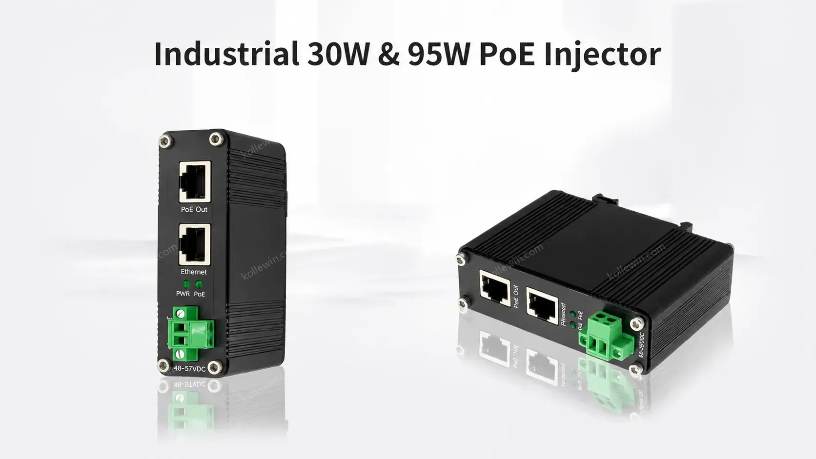 12 to 48V DC Input Industrial Gigabit PoE+ Injector with Power Booster Function