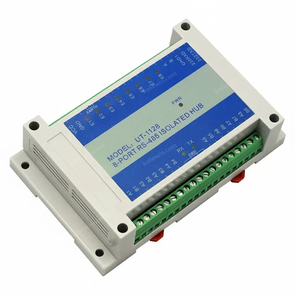 UOTEK Industrial RS232 RS-232 RS-485 to 8 Ports RS485 Serial HUB RS485 Optoelectronic Isolation ESD Anti Surge Adapter UT-1128