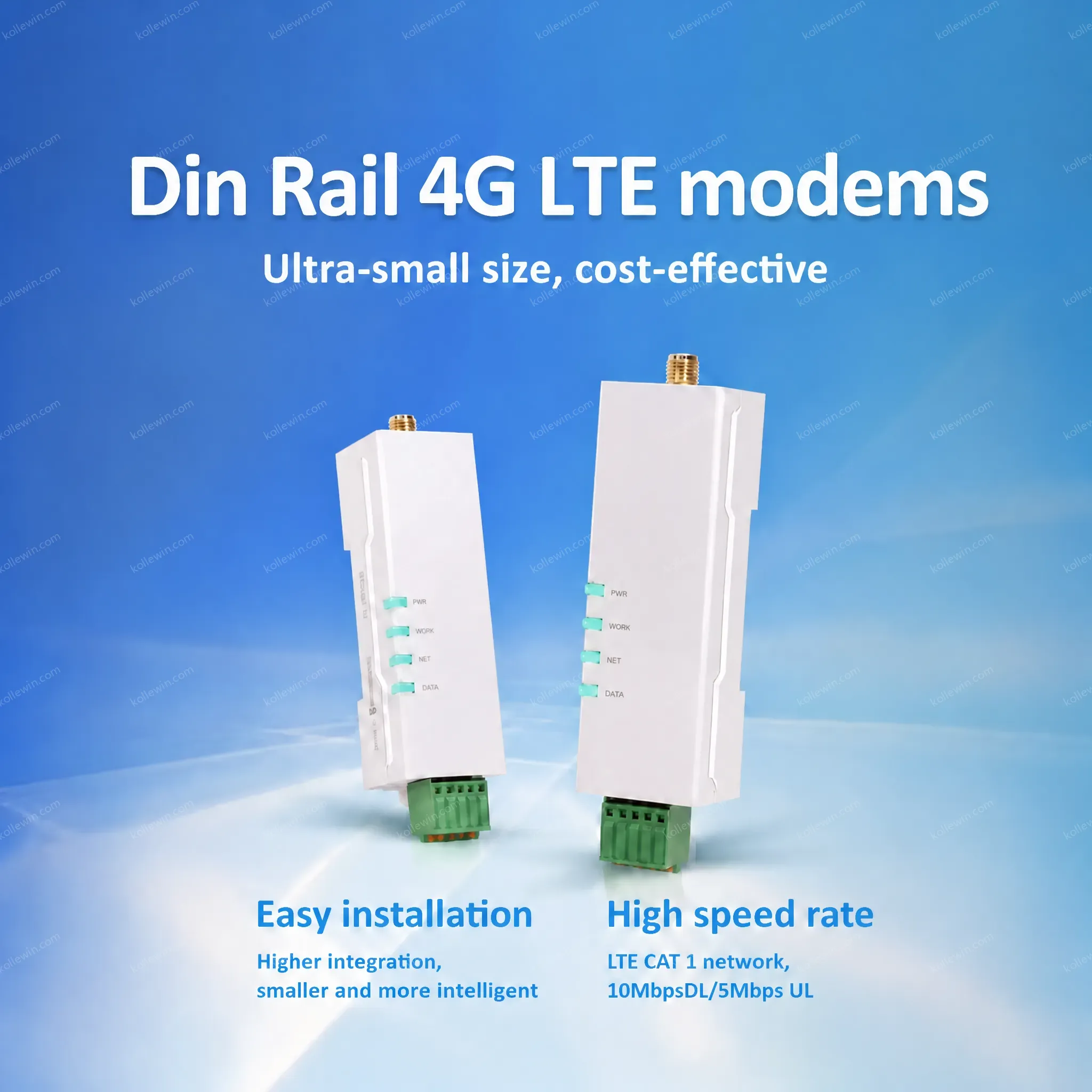 USR-DR154 Ultra-small High Integration DIN-Rail Industrial Wireless CAT 1 Cellular Modem with RS485 Interface SIM/USIM Support