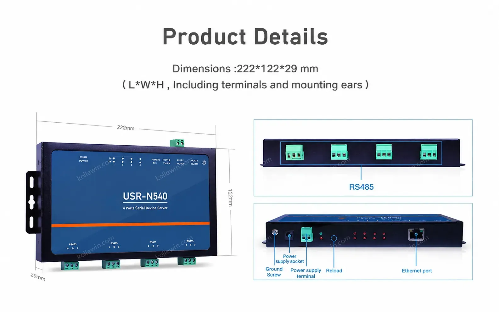 PUSR 4 Port RS485 to Ethernet Converter serial server Modbus to ethernet Edge Computing MQTT TCP Client EMC Protection N540-H7-4