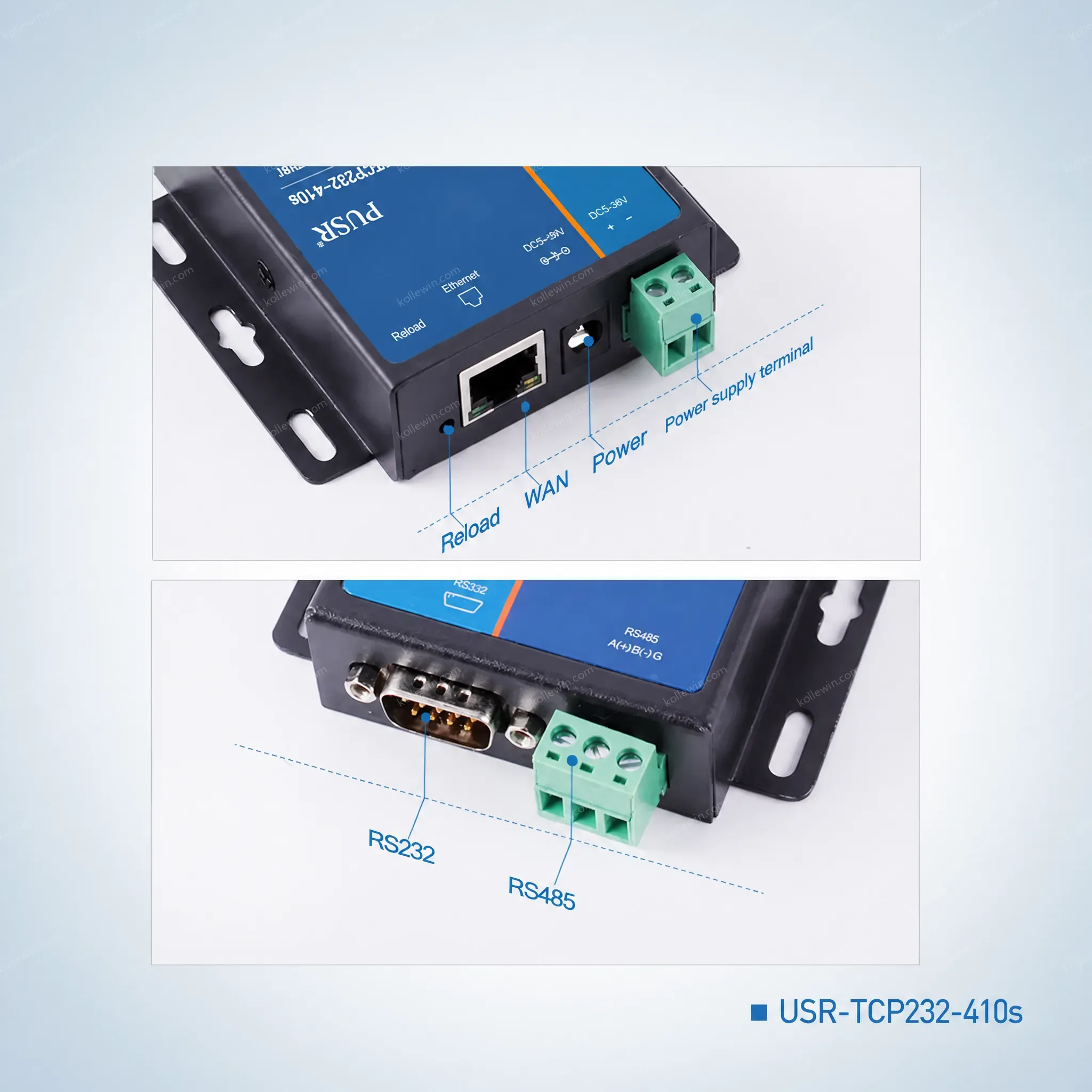 USR-TCP232-410S-RT Easy to Configure and Use at Command Ethernet Port 10/100M MDI/MDIX Support PUSR Cloud Serial to Ethernet