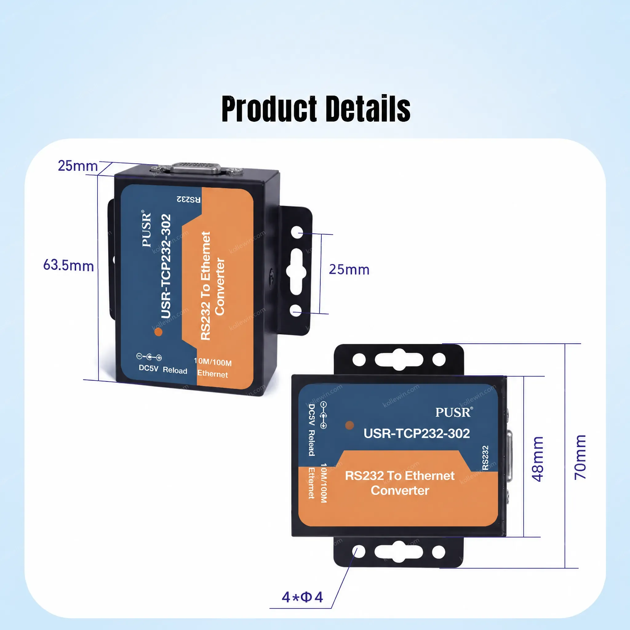 USR-TCP232-302 cost-effective RS232 serial to Ethernet TCP/IP to Serial device server converters