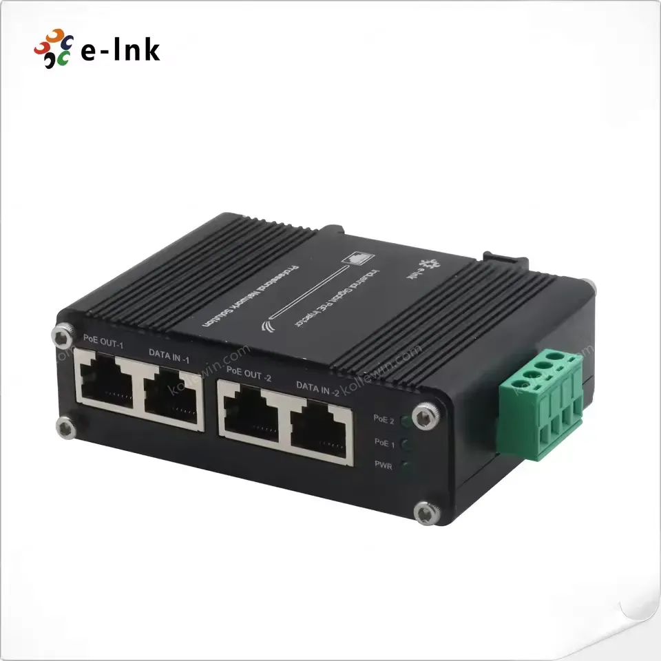 Industrial Dual-Port Gigabit PoE+ Injector with 12-48VDC Wide Input for DIN-Rail