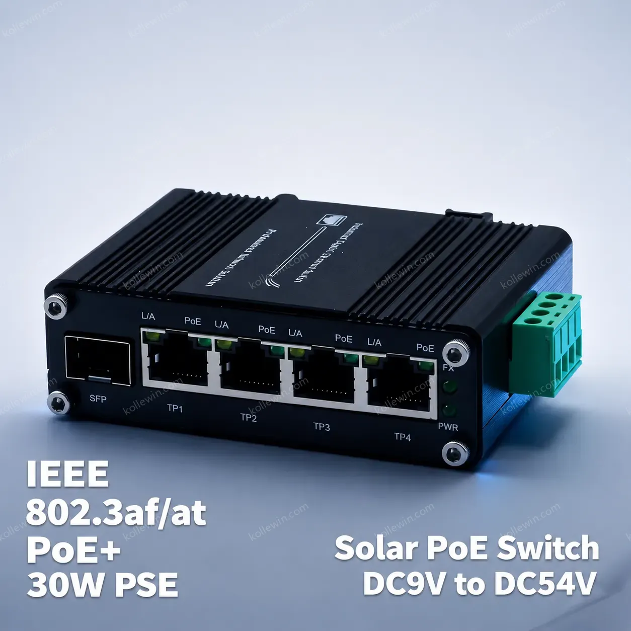 Mini Industrial Solar Voltage Booster 2-Port 10/100/1000/2500Base-T 802.3at PoE+ to 2-Port 10G SFP+ Ethernet Switch