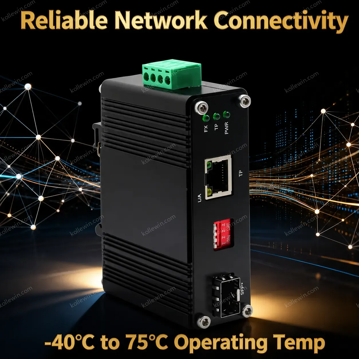 Industrial 10G Media Converter Copper to Fiber SFP+ 10G/5G/2.5G/1G Auto-Negotiation Wide Temperature -40℃ to 80℃