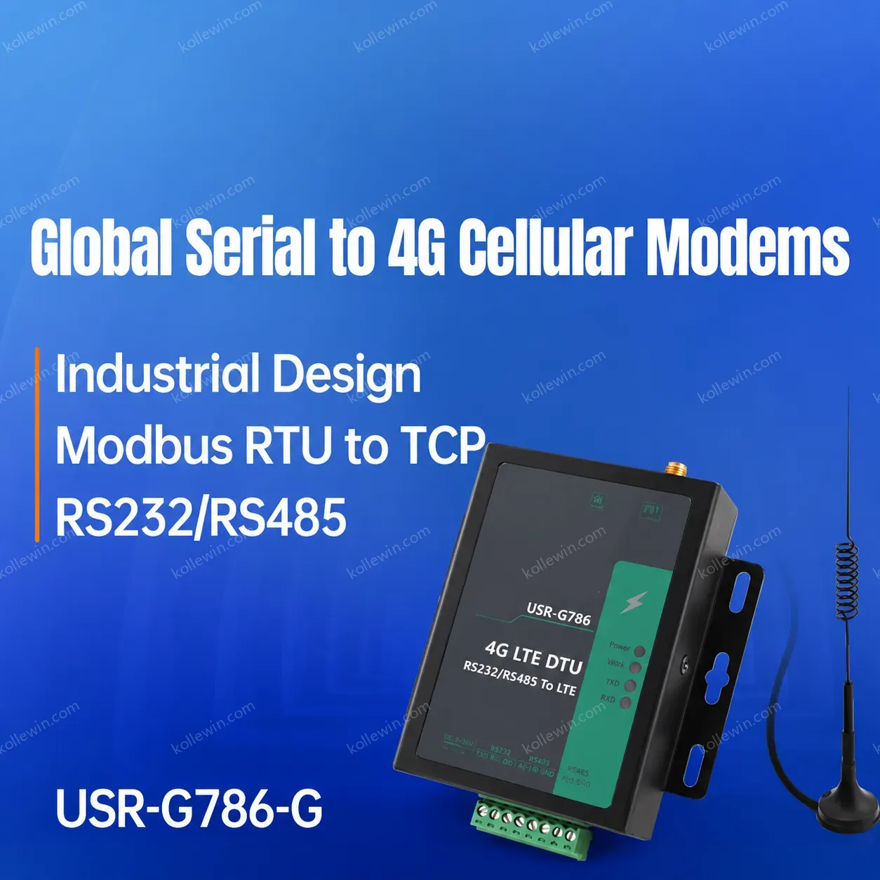 USR-G786-G Global Frequency Industrial M2M Serial RS485 4G LTE GSM Modem External Wireless