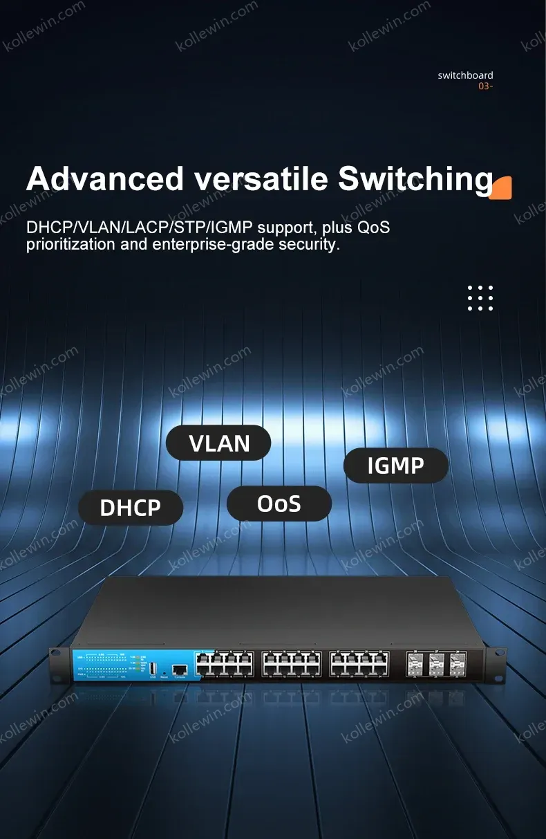 KeepLiNK 30-Port 10G/Multi-Gig Layer 3 Managed Network Switch 24x 2.5G RJ45+ 6x 10G SFP+ Rack-Mounted for High-Speed Data Center