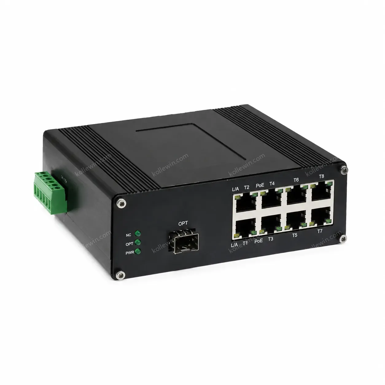 Fiber Converter with LED Screen 1 X 10G SFP to 8 X 10/100/1000M RJ45 Ethernet Din Rail Mounting Network Switch