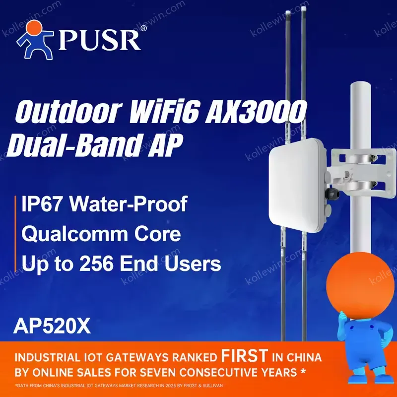 PUSR WiFi6 AX3000 Dual-Band Ceiling Outdoor AP Wifi with IP67 Water Proof up to 256 Client Device Wireless Access Point AP520X