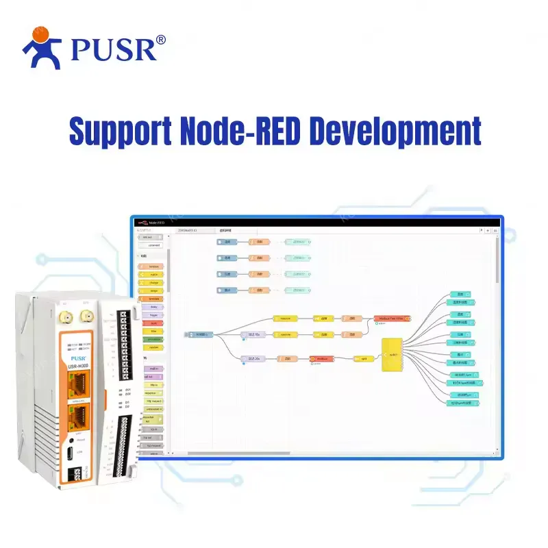 PUSR USR-M300 High Performance Edge Computing Modular IO Gateway RS485/RS232 Interface MQTT/Modbus RTU/TCP Protocol Easy Extend