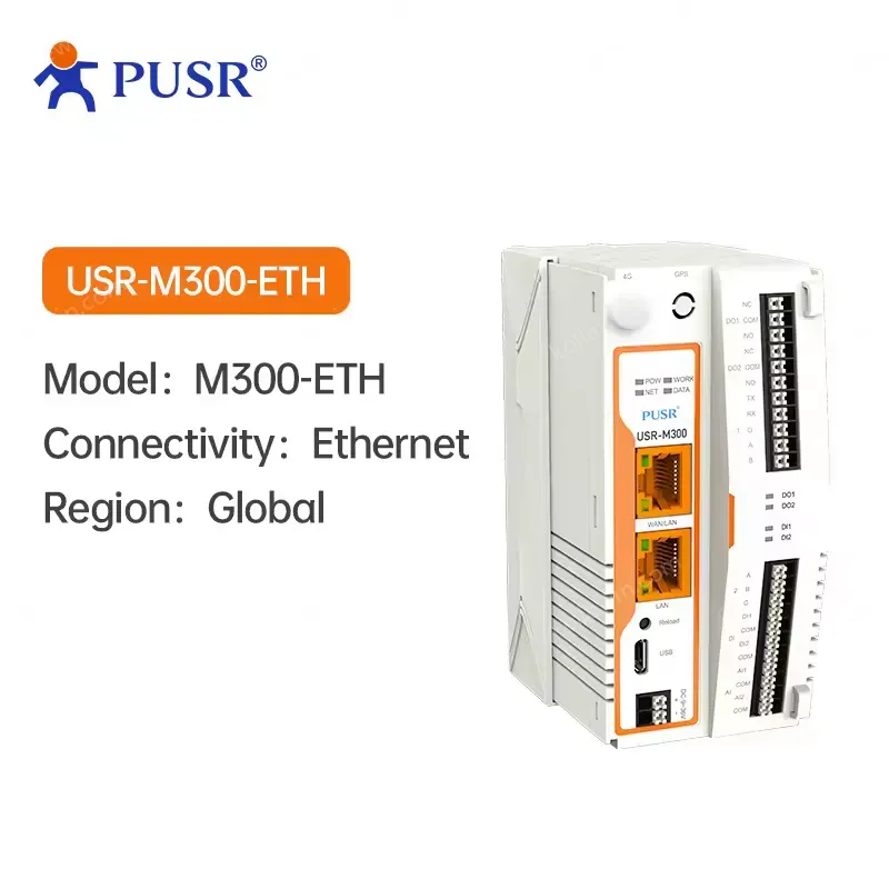 PUSR USR-M300 High Performance Edge Computing Modular IO Gateway RS485/RS232 Interface MQTT/Modbus RTU/TCP Protocol Easy Extend