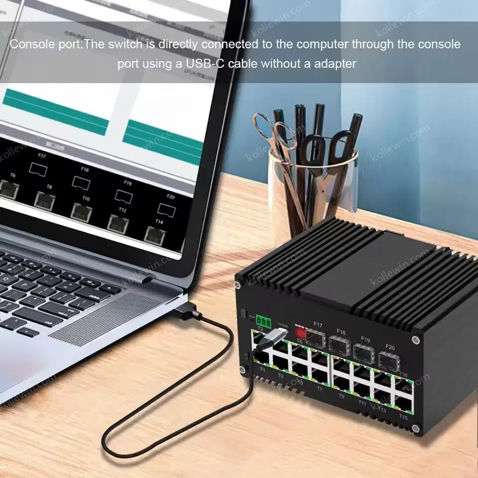 Industrial L2+ Managed 16-Port Gigabit Switch | 10/100/1000T + 4 1000X SFP | DIN-Rail Mount, -40°C to 75°C