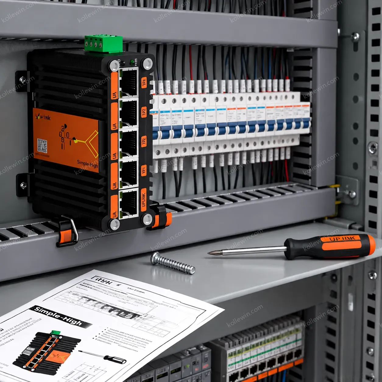 E-link LNK-TH005 Industrial 5 Port Gigabit Ethernet Switch Unmanaged 10/100/1000Mbps 10Gbps DIN Rail IP40 Rugged for Harsh