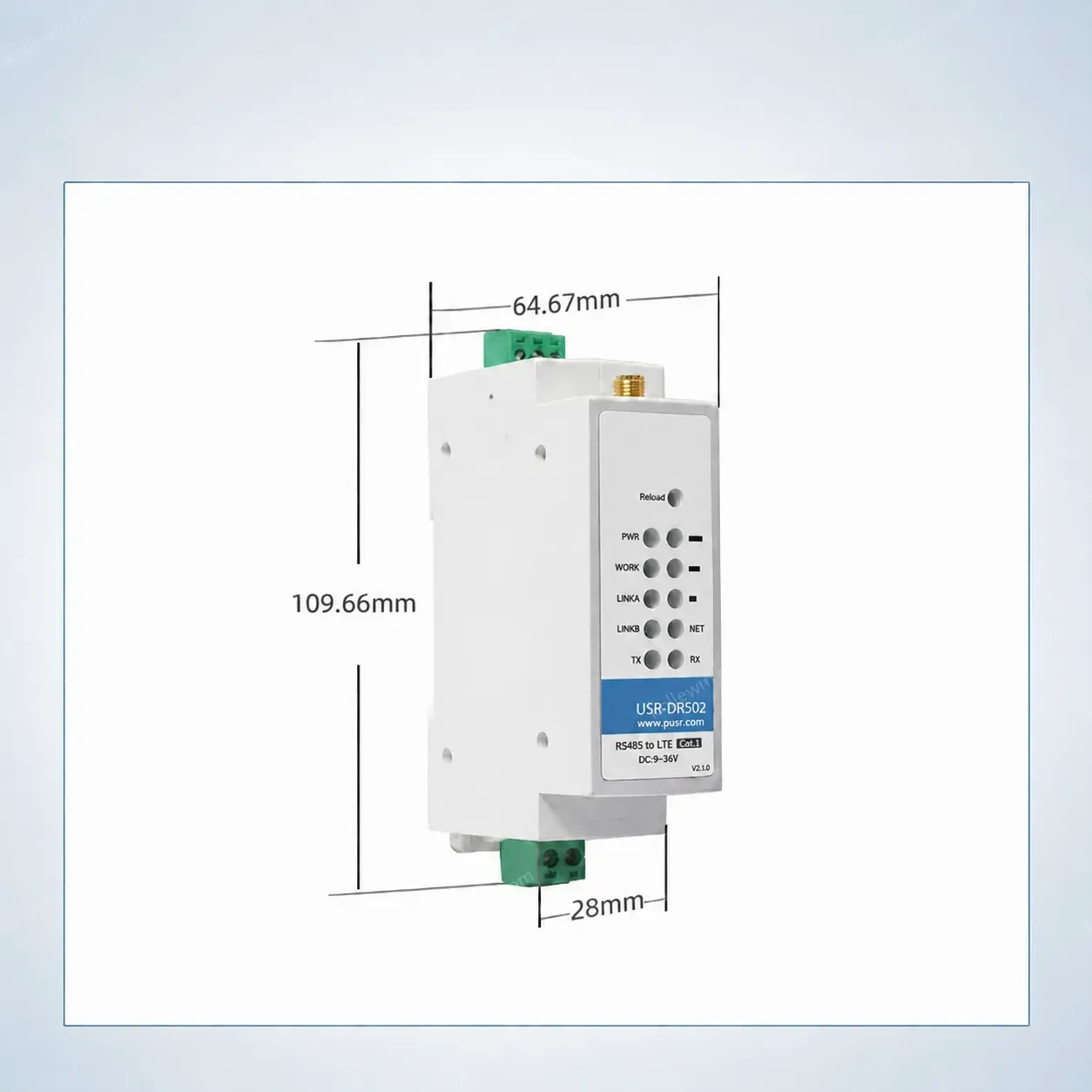 USR-DR502-E-L610 Wireless External FTP Upgrade FOTA Self-Upgrade 4G LTE Cat.1 Ethernet Modem SIM Card Slot MQTT IoT Platform
