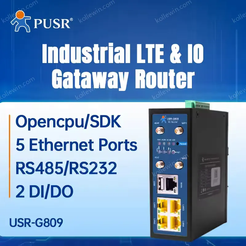 USR-G809-EAU Europe & Australia 4G Industrial Cellular Router with Firewall & OpenVPN 600Mbps Wi-Fi Wireless LAN Gateway