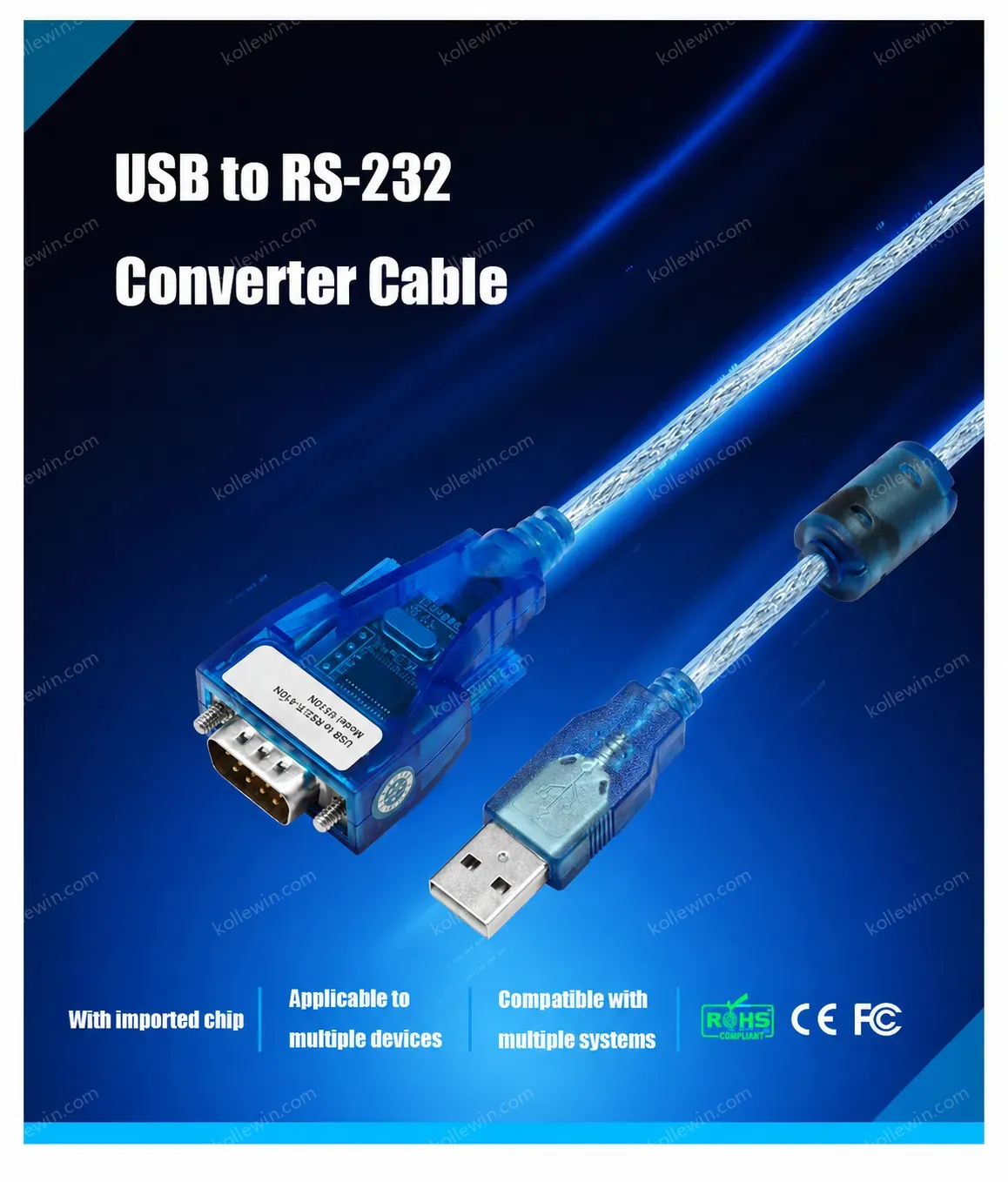 UOTEK 1.5M USB to RS-232 Converter RS232 DB9 USB2.0 Conversion Cable Serial Adapter Connector Line with Imported Chip UT-880