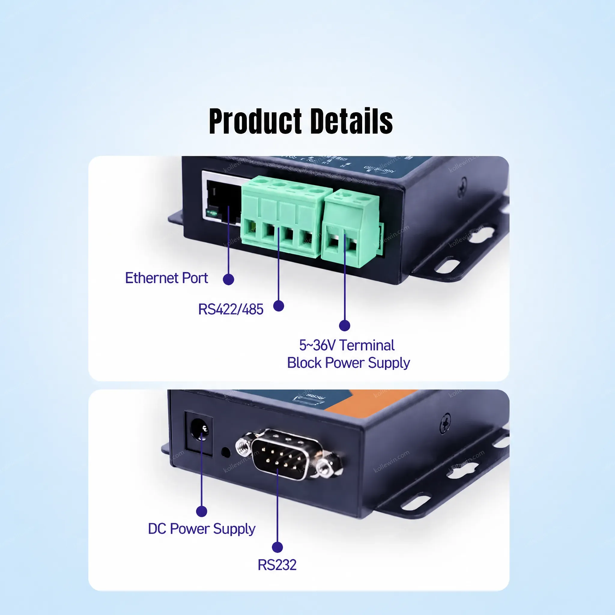 USR-TCP232-306 Cost-effective Modbus Gateway Modbus RTU to TCP RS232 RS485 to Ethernet Serial Device Server