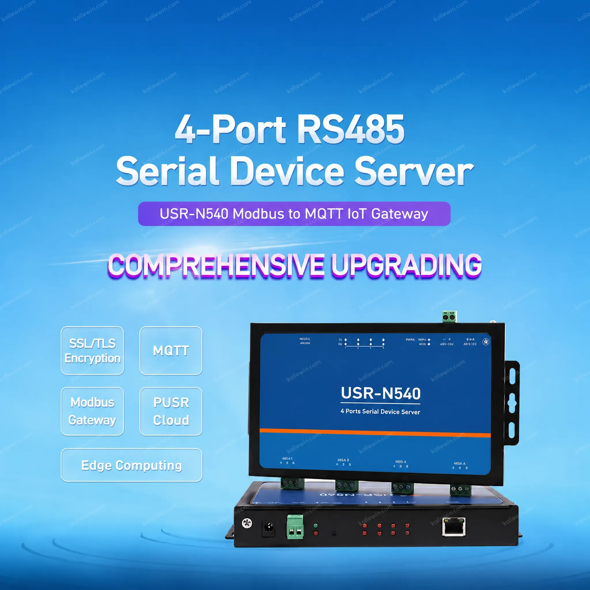USRIOT USR-N540 H7 Version 4-Port Serial Server RS485 to TCP Ethernet Converter Flow Control RTS/CTS DC 9-36V 2-Year Warranty