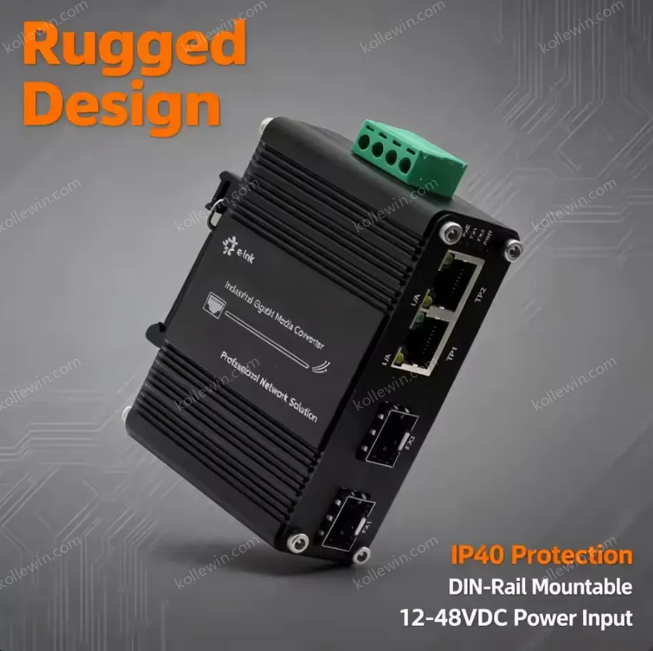 Mini Industrial 2G+2SFP Ethernet Switch Dual Fiber Ports 12-48VDC Wide Temperature -40°C to 75°C