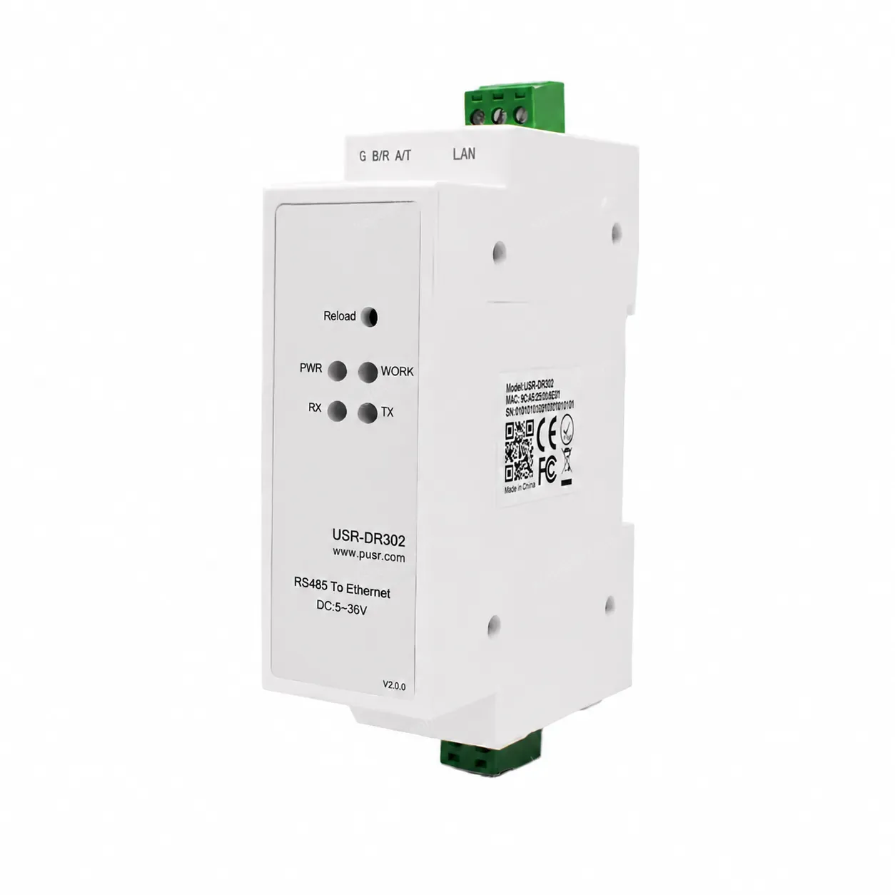 USR-DR302 Din Rail RS485 to TCP IP Converter RS485 to Ethernet Support Modbus Gateway Bidirectional Transparent Transmission