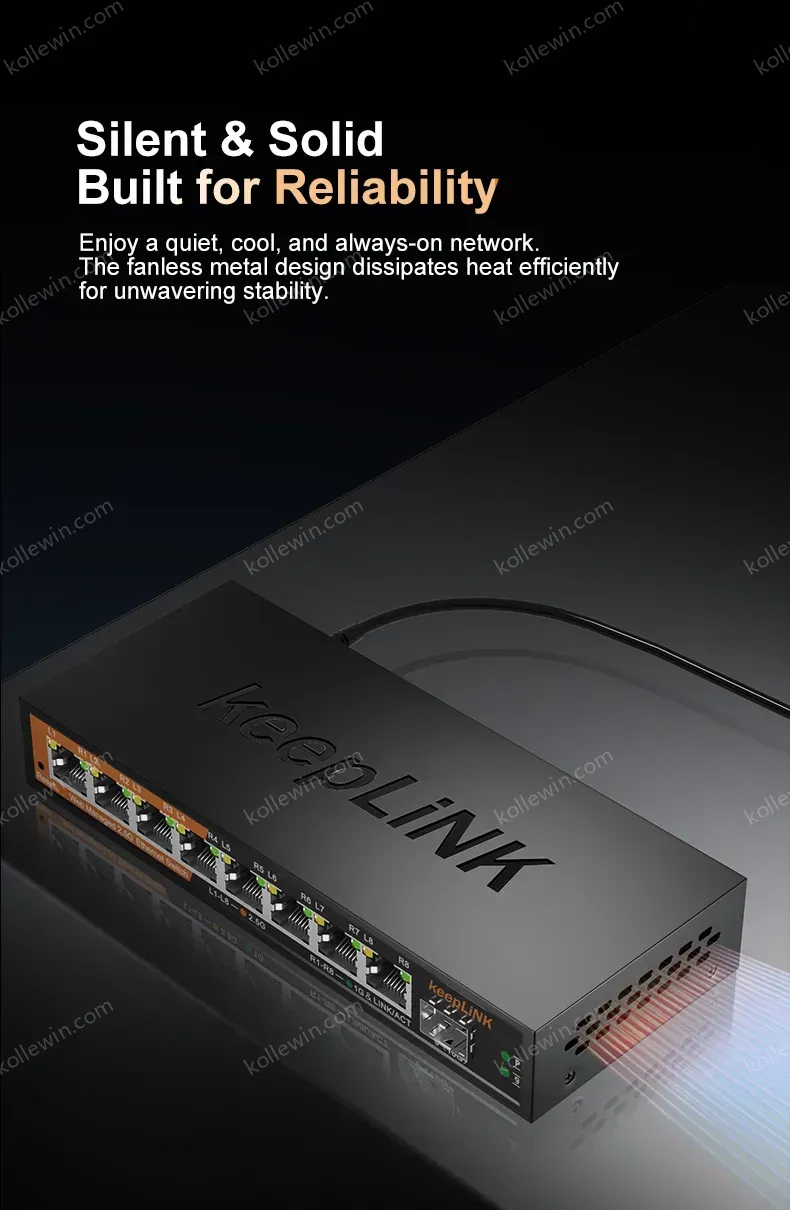 KeepLiNK KP-9000-9XHML-X 9-Port Web-Managed Network Switch | 8 x 2.5Gb RJ45+ 1 x 10Gb SFP+ for Uplink IGMP Snooping