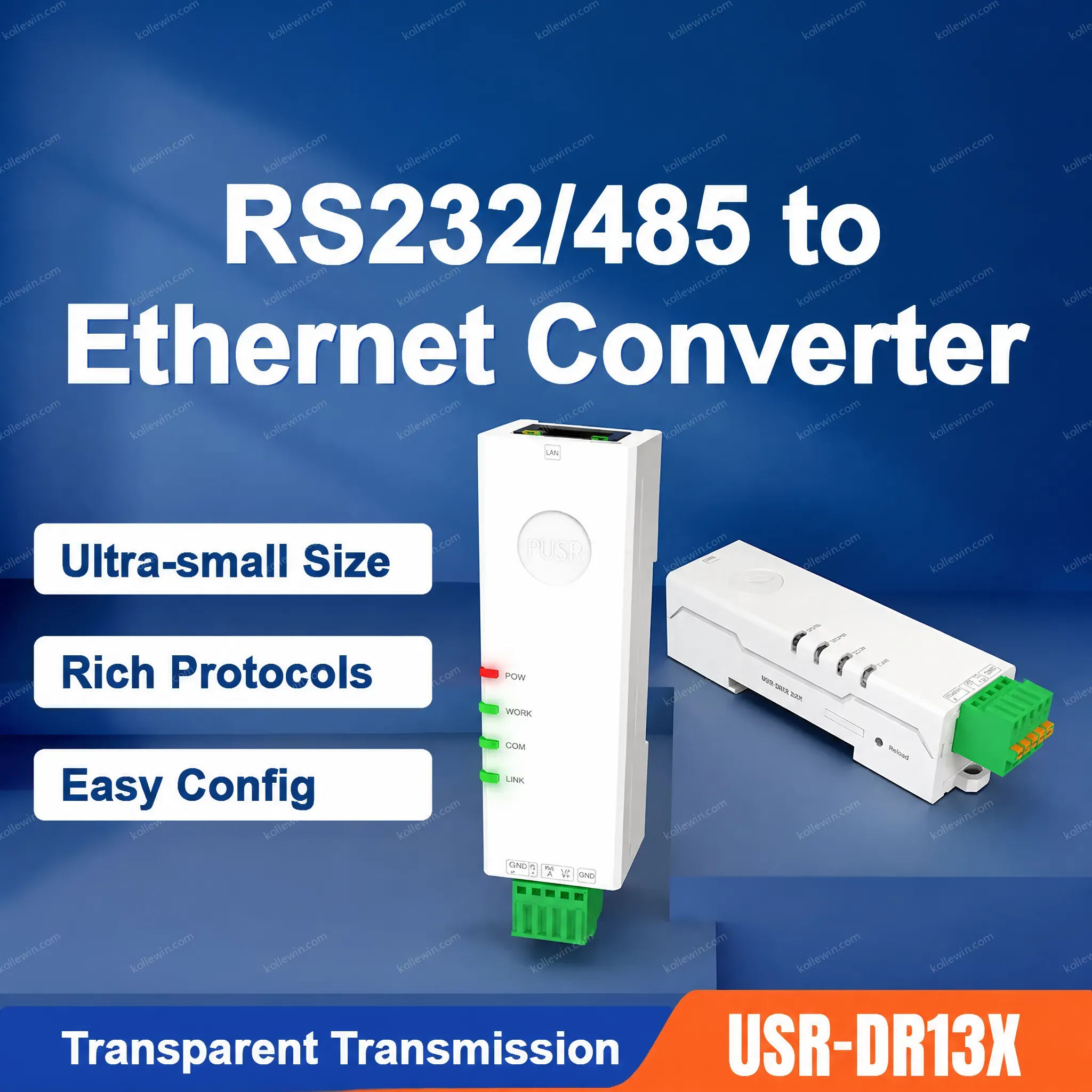 PUSR DIN Rail RS485 to Ethernet Converter Modbus Gateway Modbus RTU To TCP Watchdog Protection USR-DR134