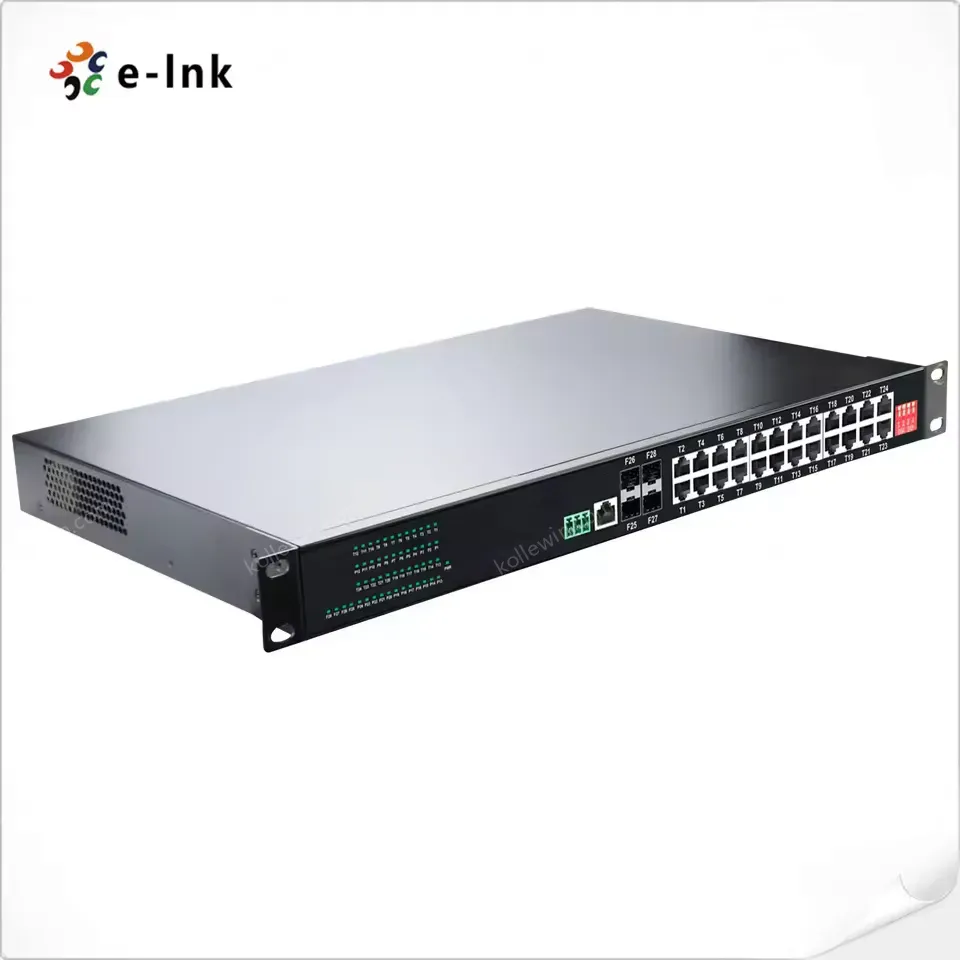 Rackmount Managed PoE Switch L2+ 24-Port 10/100/1000T 802.3at + 4-Port 1000X SFP Managed Switch 24 Port Poe 1000mbps