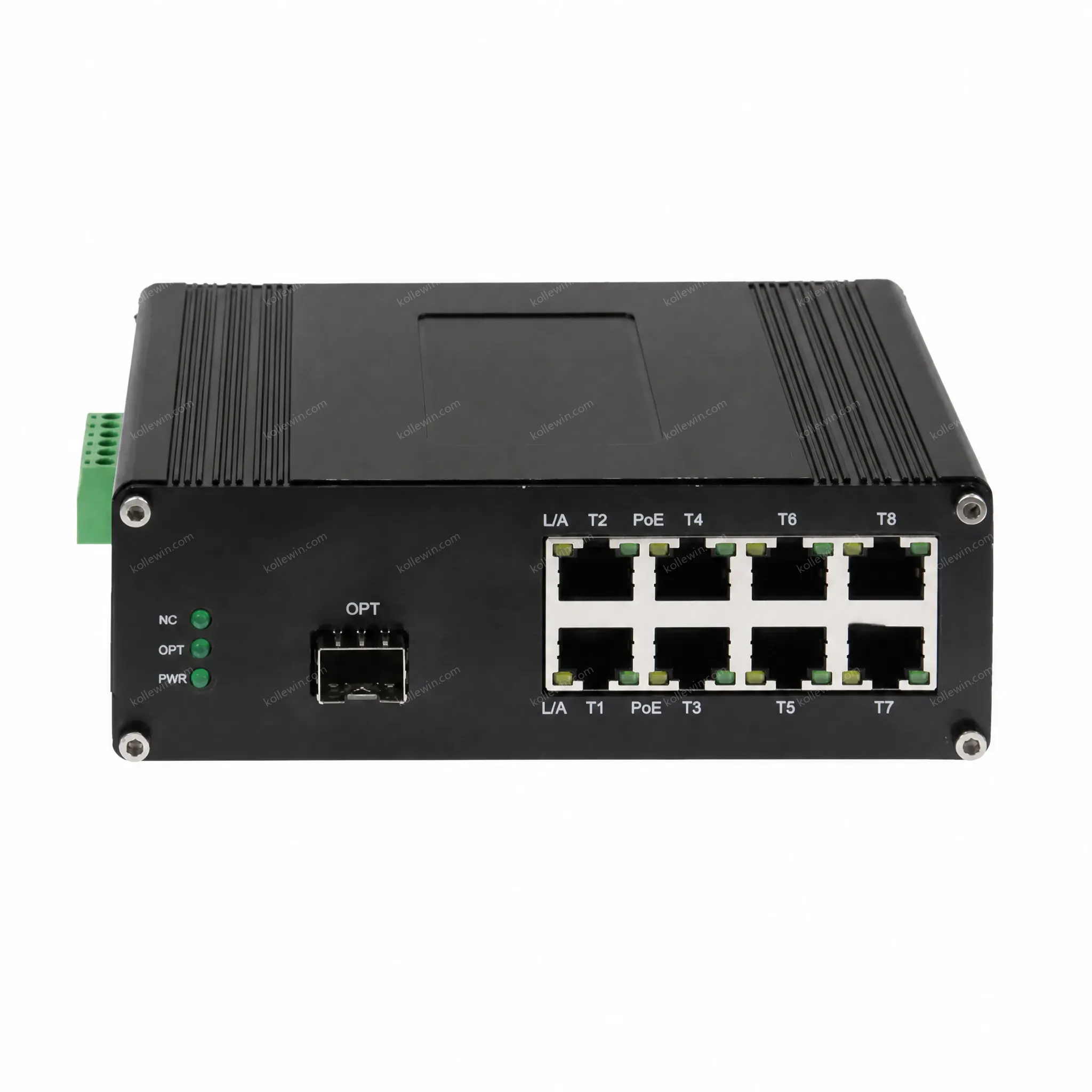 Fiber Converter with LED Screen 1 X 10G SFP to 8 X 10/100/1000M RJ45 Ethernet Din Rail Mounting Network Switch