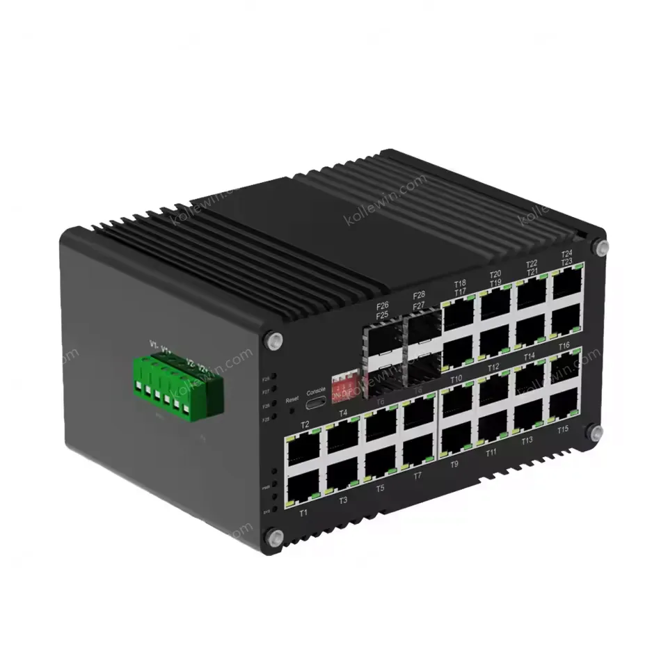 Outdoor 24 Port Managed Switch 101001000T 802.3at 30w to 4 Port 1000X SFP Din Rail Industrial Fiber Gigabit Poe Switch