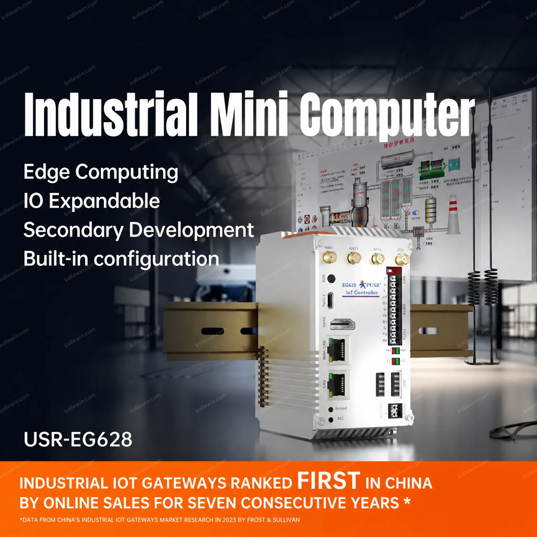 PUSR Industrial Embedded Computer Mini PC Expandable Edge Computing PLC Linux Node-red IoT Controller USR-EG628
