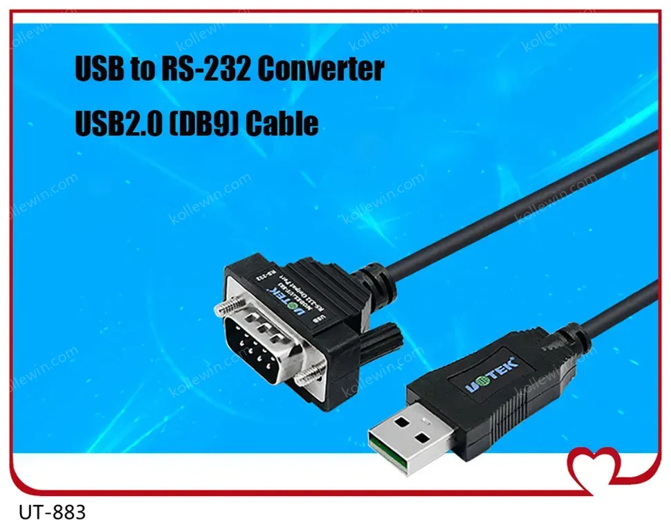 UOTEK USB RS232 RS485 RS422 Converter Cable USB-A RS-232 RS-485 RS-422 Adapter DB9 COM Full Half Duplex UT-8890