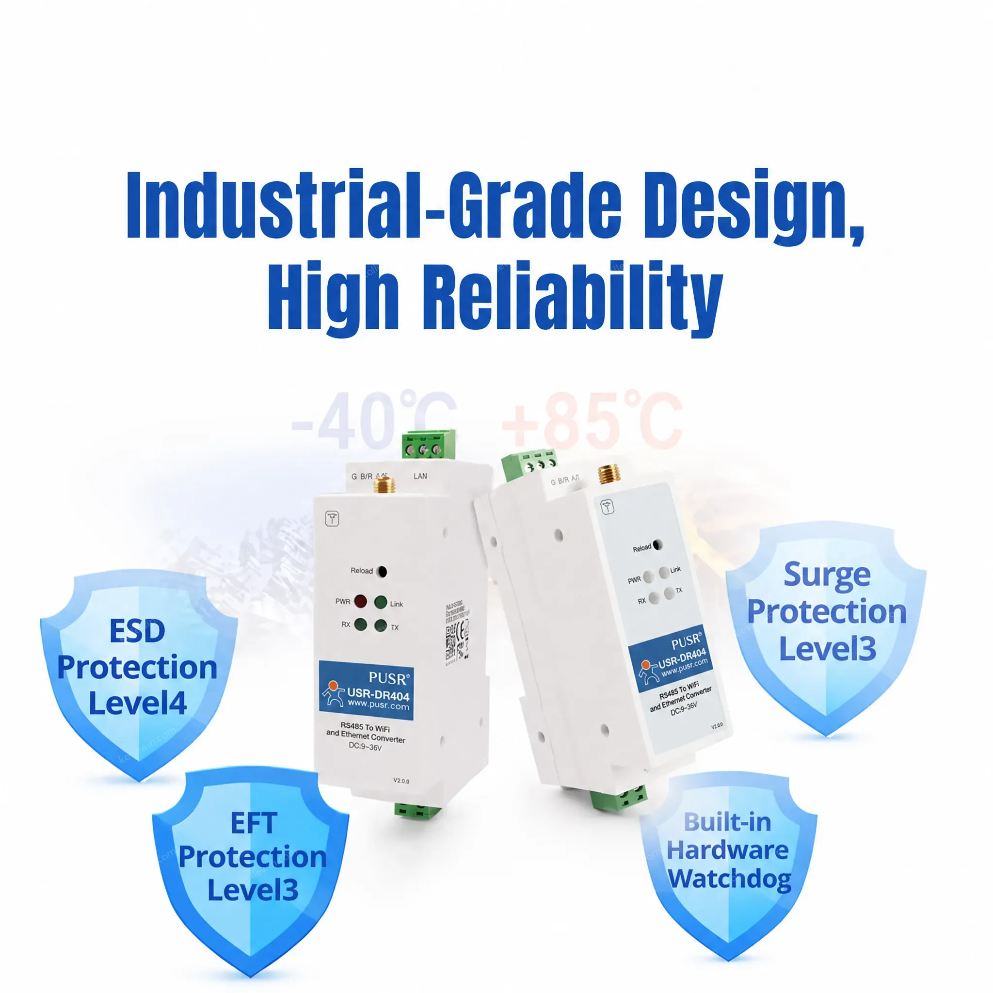USR-DR404 Din Rail Modbus Gateway RS485 Serial to WIFI Ethernet Converter