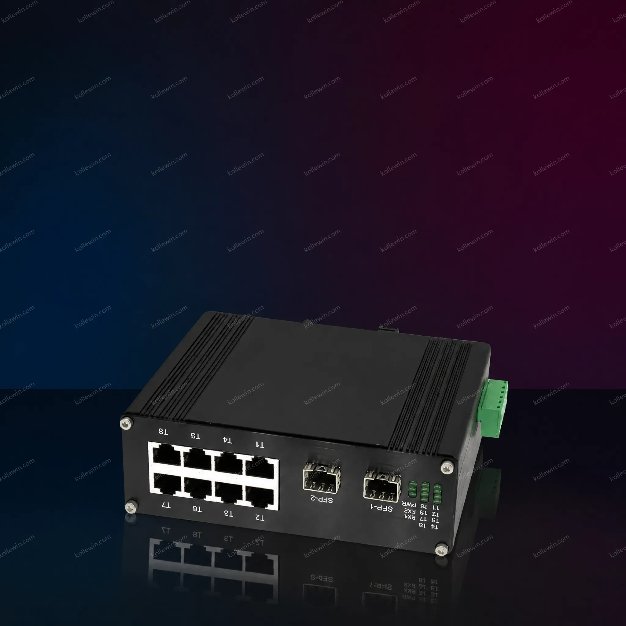 Industrial 8-port 10/100/1000Base-T + 2-port 1000BASE-X Ethernet Switch with SNMP QoS Stackable E-link