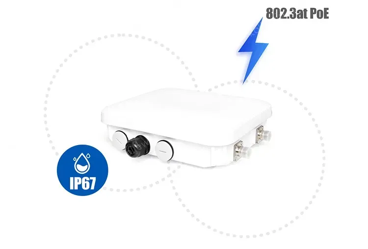 PUSR Dual-Band WiFi6 AX3000 Wireless Outdoor AP WiFi Booster Repeader Router IP67 WaterProof up to 256 end users USR-AP520X