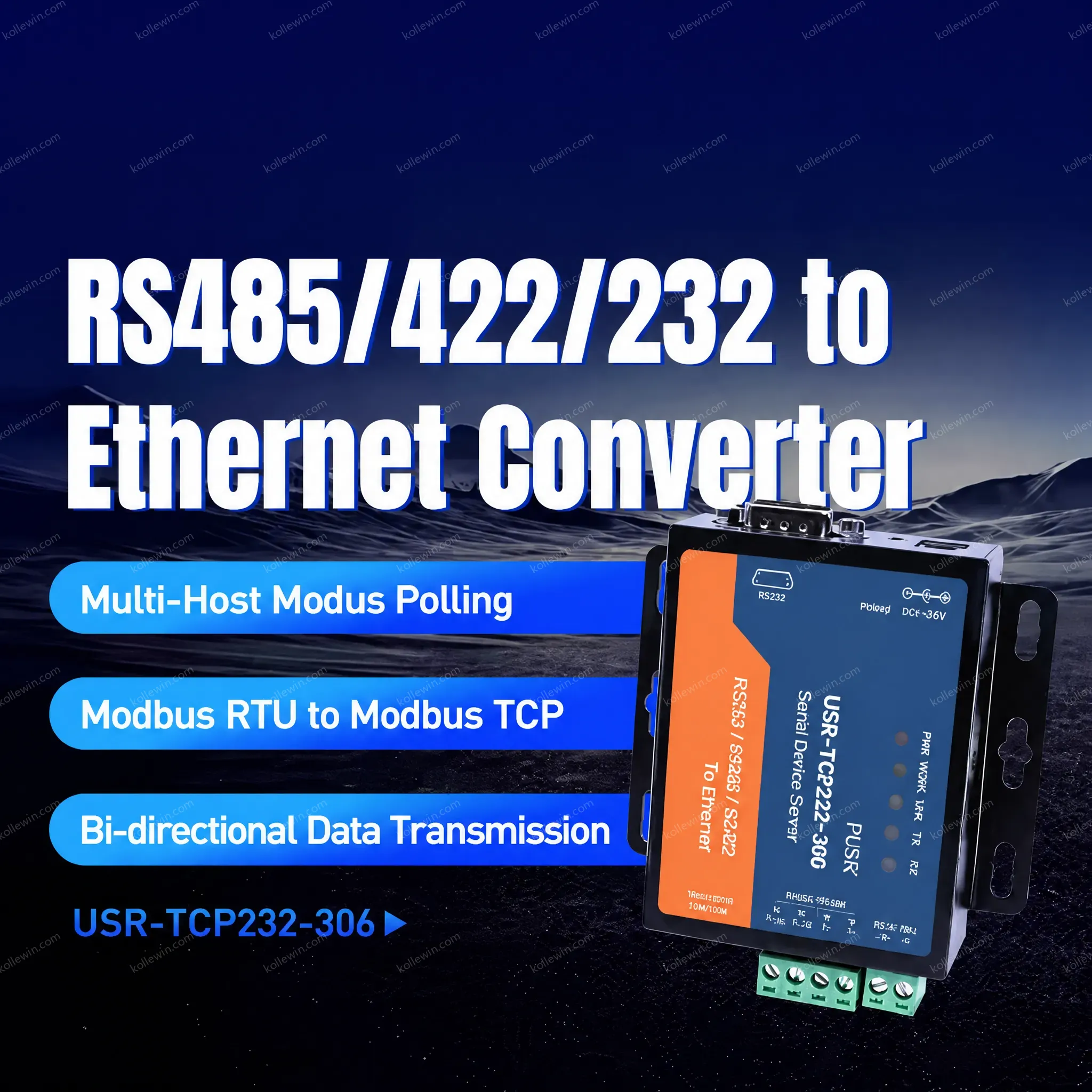 USR-TCP232-306 Low Cost RS232 RS485 RS422 to Ethernet TCP/IP Modbus Gateway Serial to Ethernet Converters