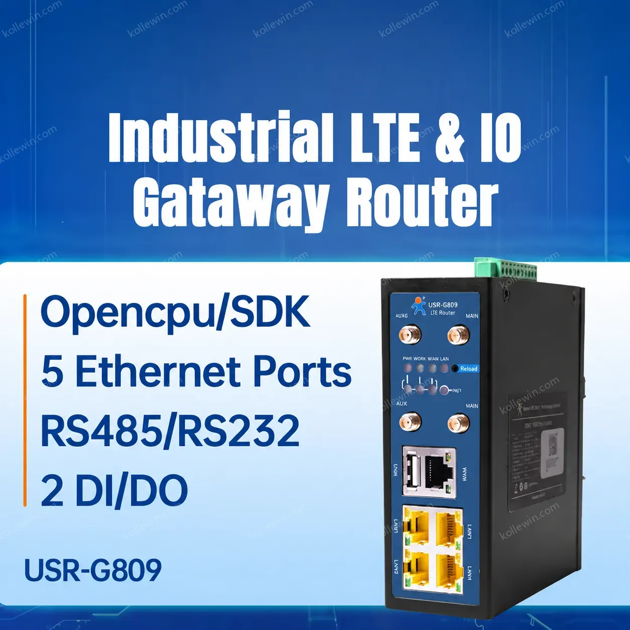 USR-G809-EAU Europe & Australia RS485/RS232 Serial Interface 3g 4g Lte Openwrt Industrial Wireless Vpn Router