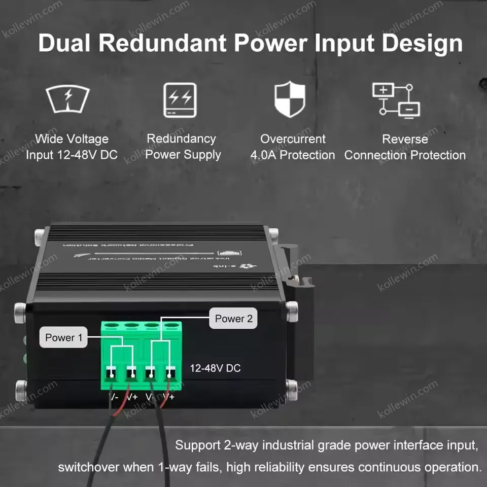 Industrial Fiber Media Converter, RJ45 to 100/1000M SFP Slot, -40°C to 75°C, DIN Rail, Ultra Low Power (<3W), Non-PoE