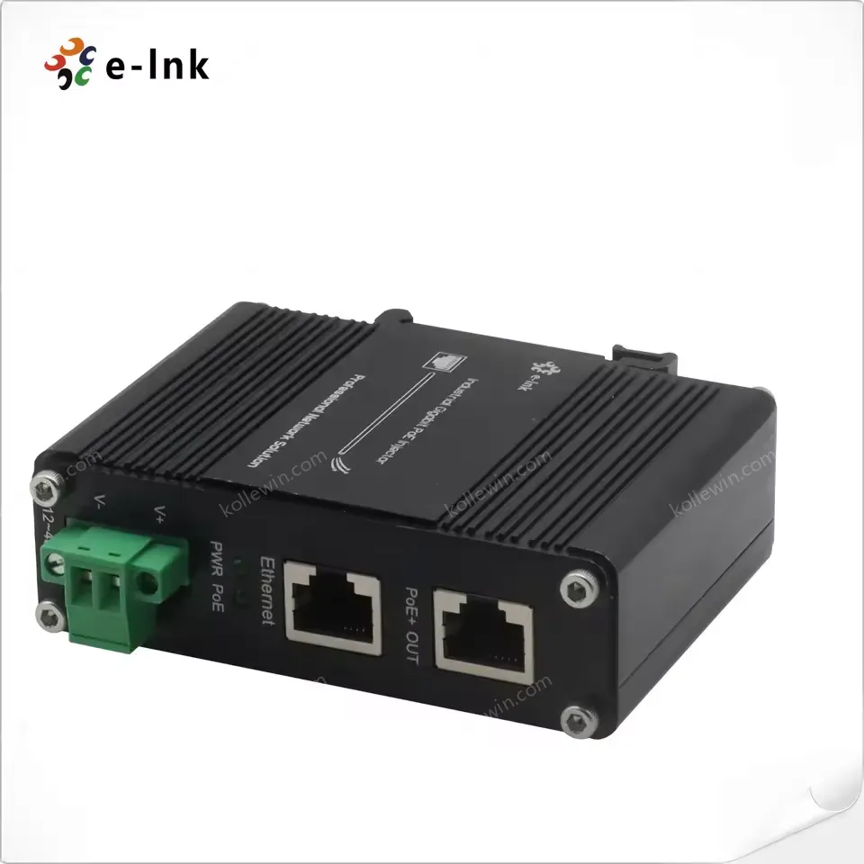 12~48V DC 30W Power Input Industrial Gigabit PoE+ Injector DIN-Rail / Wall-mount IEEE802.3af/at