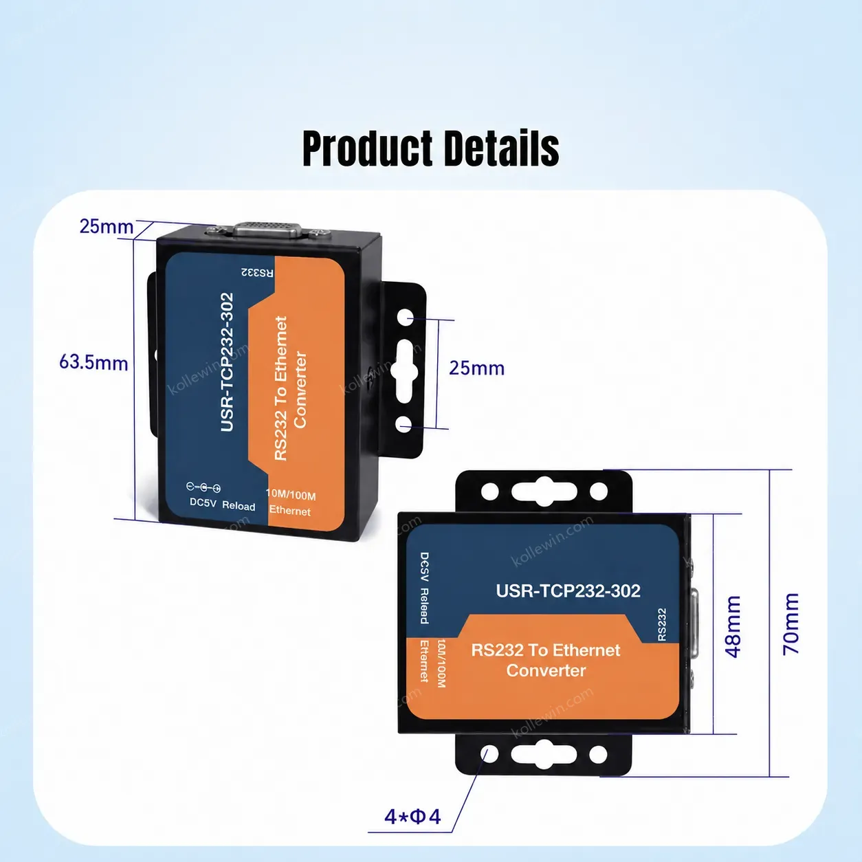 USR-TCP232-306 Cost-effective Modbus Gateway Modbus RTU to TCP RS232 RS485 to Ethernet Serial Device Server