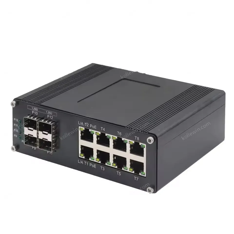 Din Rail Managed 8 Port 10/100/1000T 802.3at 30W PoE to 4 Ports 1000X SFP Network Gigabit Switch 8 Port Poe Switch